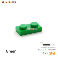 50pcs/lot DIY Blocks Building Bricks Thin 1X2 Educational Assemblage Construction Toys for Children Compatible With Brand