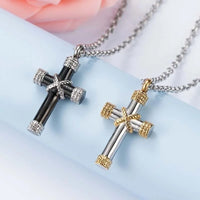 Rope Winding Cross Urn Pendant Necklace Memorial Jewelry Lord Prayer Cross Ash Necklace