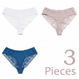 0xl, xl, xxl Beauwear 3PCS/Lot large size thong Mid-rise Women cotton Panties Plus size string underwear Sexy Lace Lingerie Girls Briefs