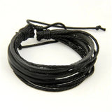 Delysia King Leisure Fashion Men's Hand-woven Multilayer Leather Bracelet Handmade Lace Up Wrist Strap