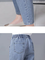 Vintage High Waist Ankle-length Blue Jeans Harem Elastic Denim Pants Large Size 4xl Woman Jogger Vaqueros Casual Baggy Spodnie