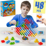 48PCS Tetra Tower Fun Balance Stacking Building Blocks Board Game for Kids Adults Friends Team Dorm Family Game Night and Partie